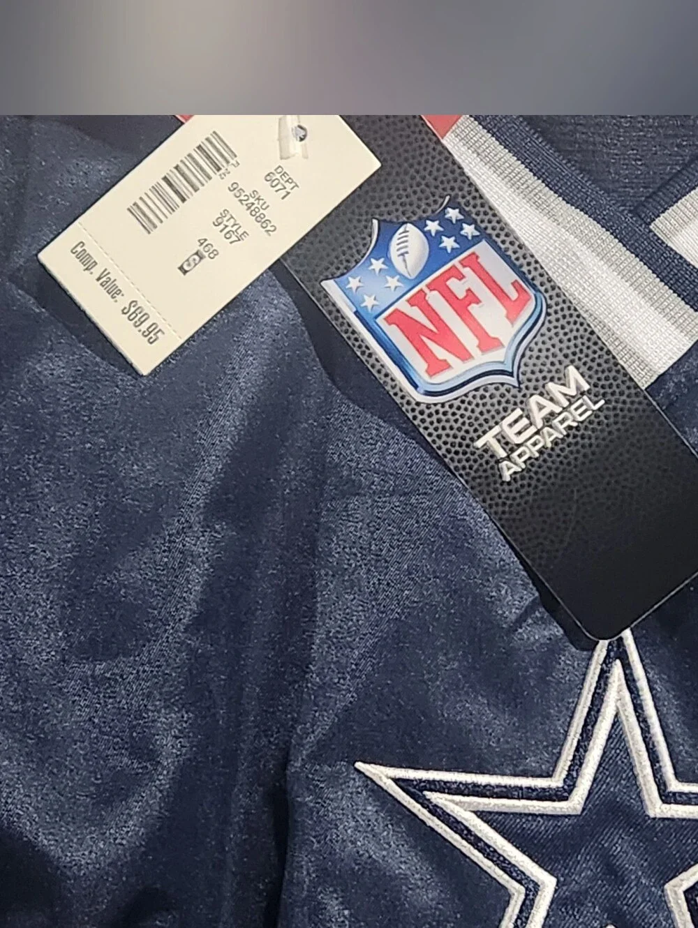 Dallas Cowboys Navy Blue Pullover Jacket with Side Zipper And A Star Logo Size S